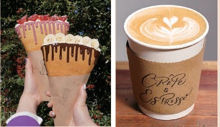 クレープとエスプレッソと晴れっと(パレット)のクレープとカフェラテ